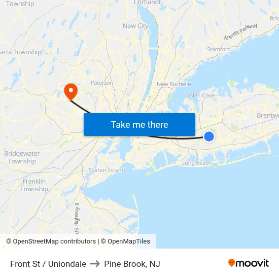 Front St / Uniondale to Pine Brook, NJ map