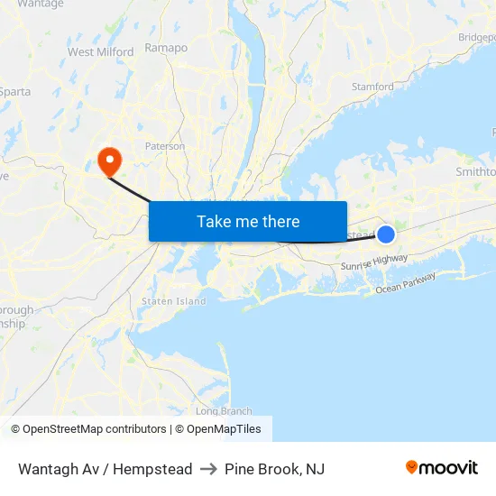 Wantagh Av / Hempstead to Pine Brook, NJ map