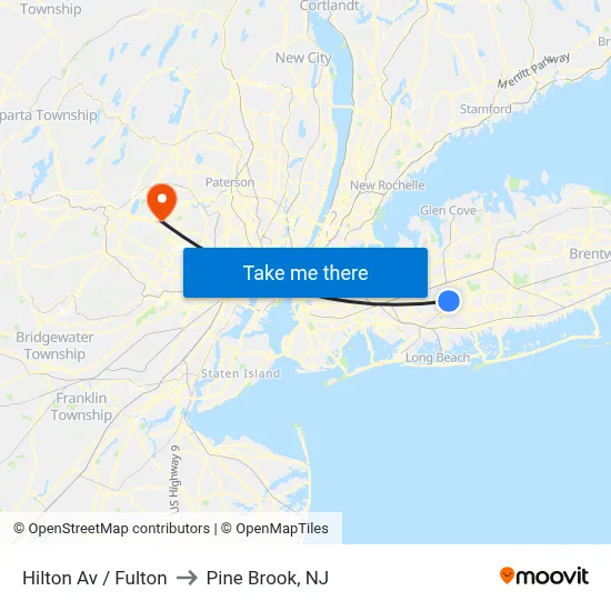 Hilton Av / Fulton to Pine Brook, NJ map