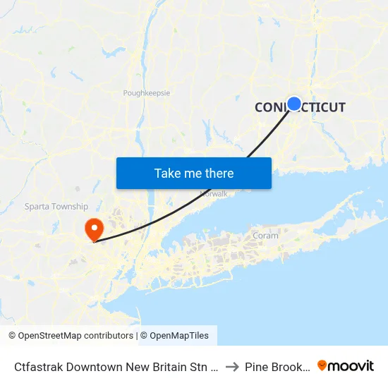 Ctfastrak Downtown New Britain Stn @ Bay B to Pine Brook, NJ map
