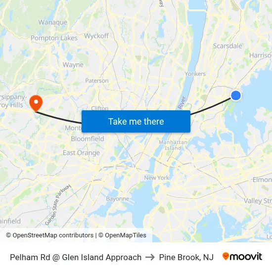 Pelham Rd @ Glen Island Approach to Pine Brook, NJ map
