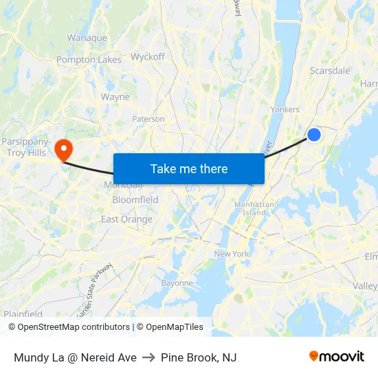 Mundy La @ Nereid Ave to Pine Brook, NJ map