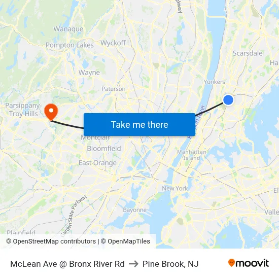 McLean Ave @ Bronx River Rd to Pine Brook, NJ map