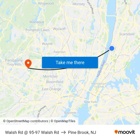 Walsh Rd @ 95-97 Walsh Rd to Pine Brook, NJ map