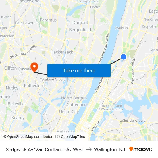 Sedgwick Av/Van Cortlandt Av West to Wallington, NJ map