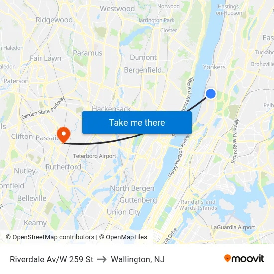 Riverdale Av/W 259 St to Wallington, NJ map