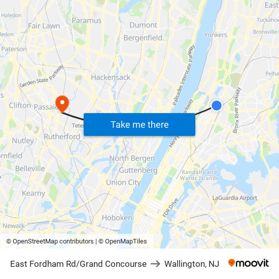 East Fordham Rd/Grand Concourse to Wallington, NJ map