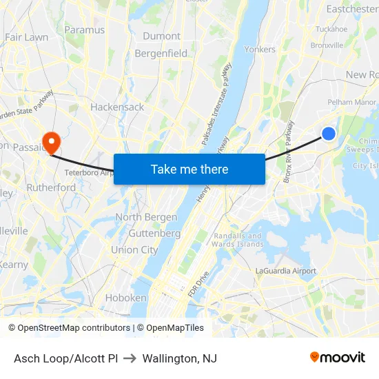Asch Loop/Alcott Pl to Wallington, NJ map