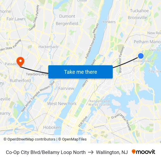 Co-Op City Blvd/Bellamy Loop North to Wallington, NJ map