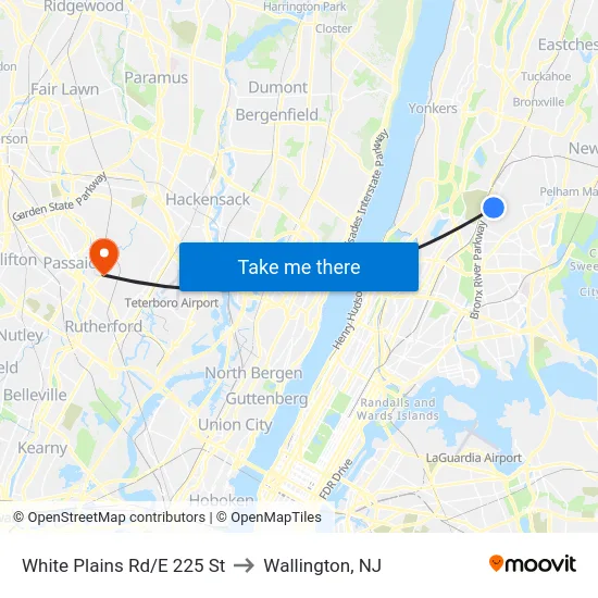 White Plains Rd/E 225 St to Wallington, NJ map