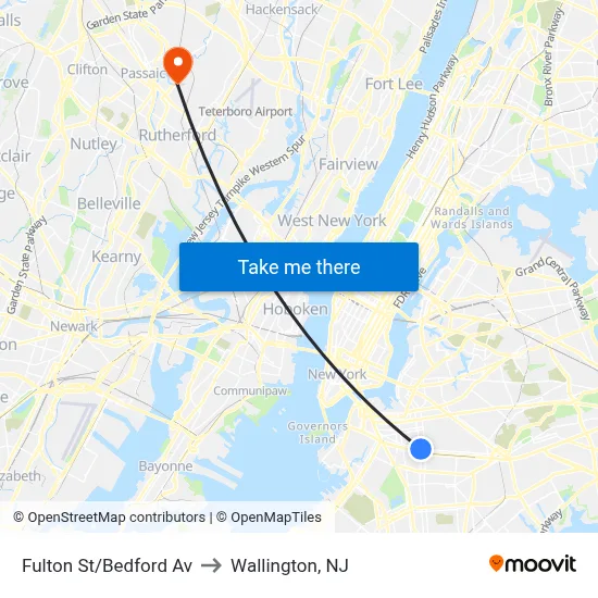Fulton St/Bedford Av to Wallington, NJ map