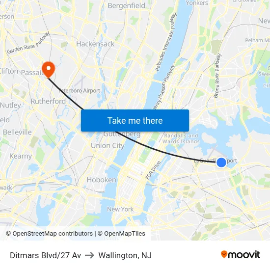 Ditmars Blvd/27 Av to Wallington, NJ map