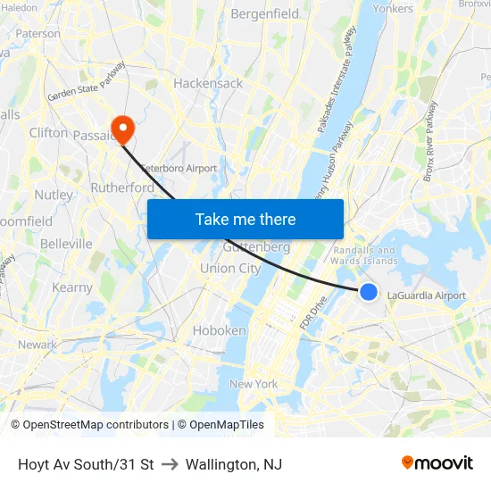 Hoyt Av South/31 St to Wallington, NJ map