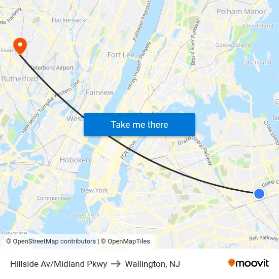 Hillside Av/Midland Pkwy to Wallington, NJ map