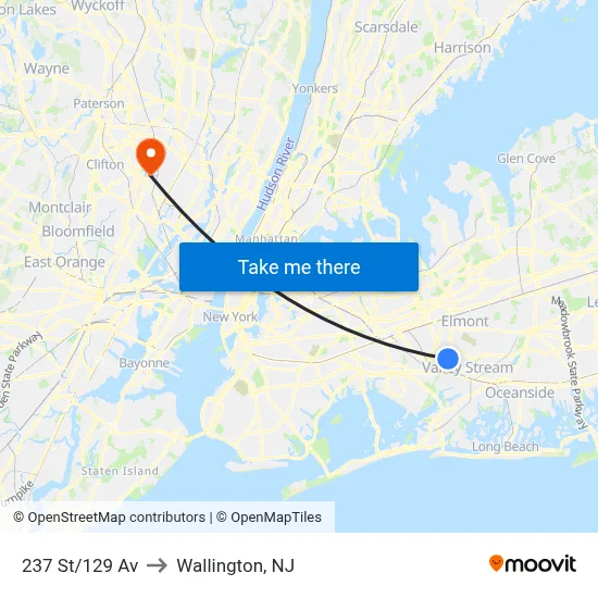 237 St/129 Av to Wallington, NJ map
