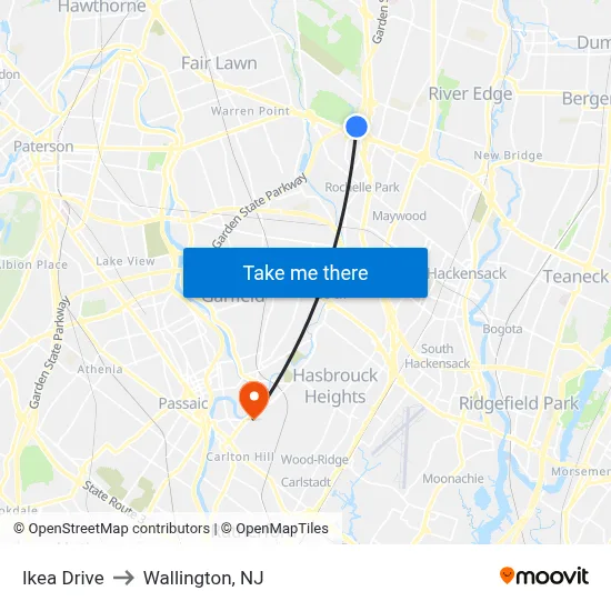 Ikea Drive to Wallington, NJ map