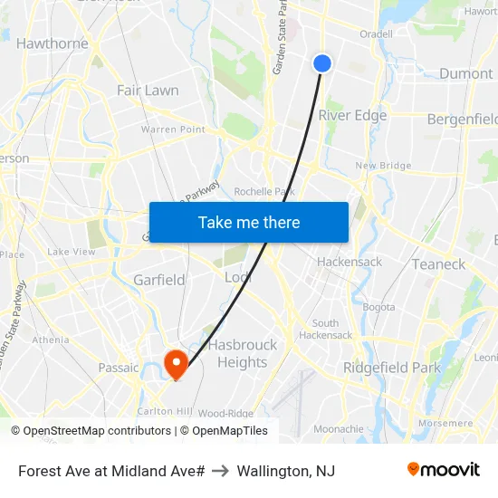 Forest Ave at Midland Ave# to Wallington, NJ map
