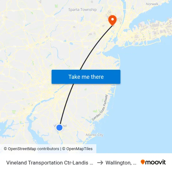 Vineland Transportation Ctr-Landis Ave to Wallington, NJ map