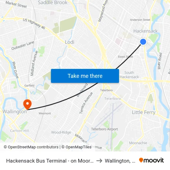 Hackensack Bus Terminal - on Moore St to Wallington, NJ map