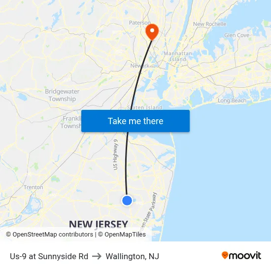 Us-9 at Sunnyside Rd to Wallington, NJ map