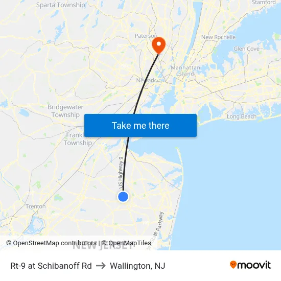 Rt-9 at Schibanoff Rd to Wallington, NJ map