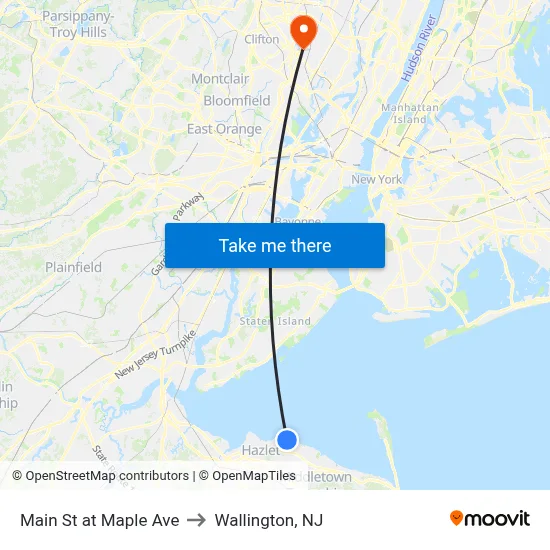 Main St at Maple Ave to Wallington, NJ map