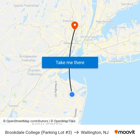 Brookdale College (Parking Lot #3) to Wallington, NJ map
