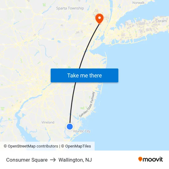 Consumer Square to Wallington, NJ map