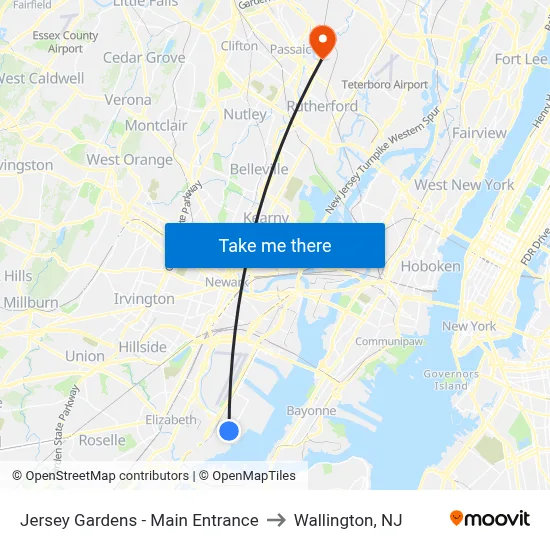 Jersey Gardens - Main Entrance to Wallington, NJ map