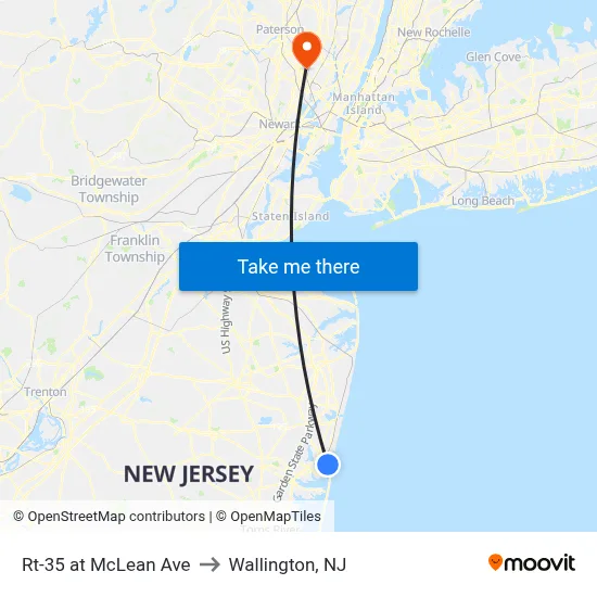 Rt-35 at McLean Ave to Wallington, NJ map