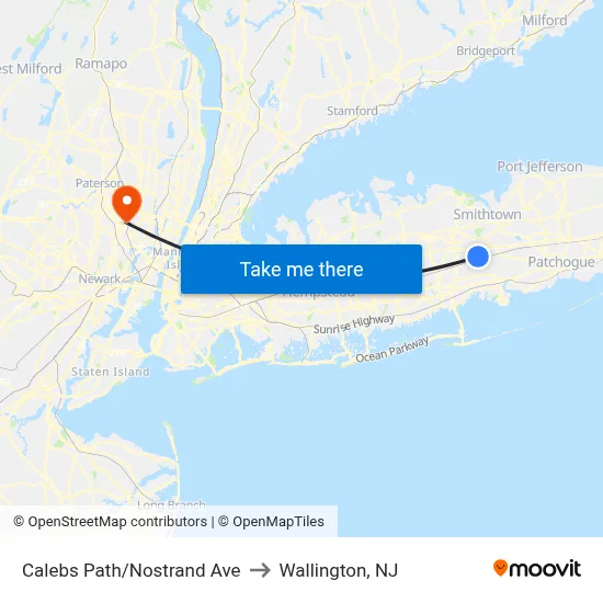 Calebs Path/Nostrand Ave to Wallington, NJ map