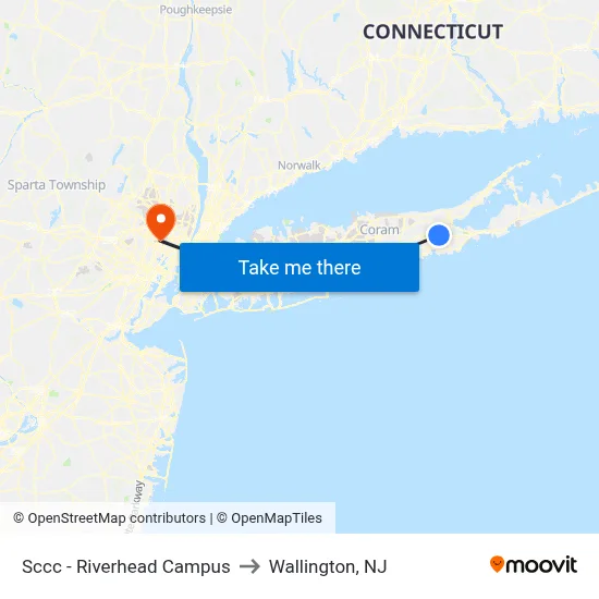 Sccc - Riverhead Campus to Wallington, NJ map