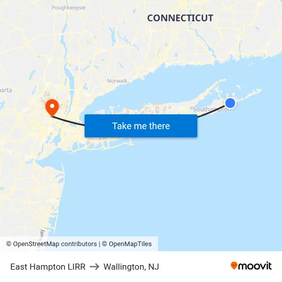 East Hampton LIRR to Wallington, NJ map
