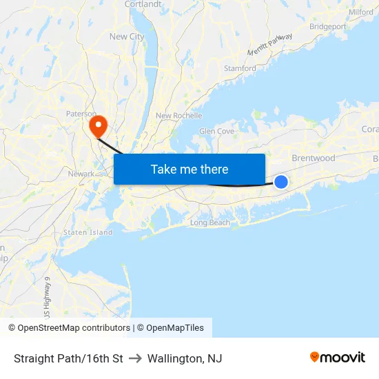 Straight Path/16th St to Wallington, NJ map