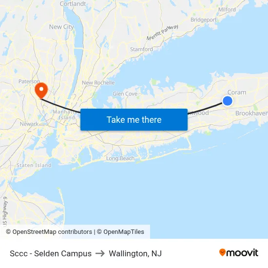 Sccc - Selden Campus to Wallington, NJ map