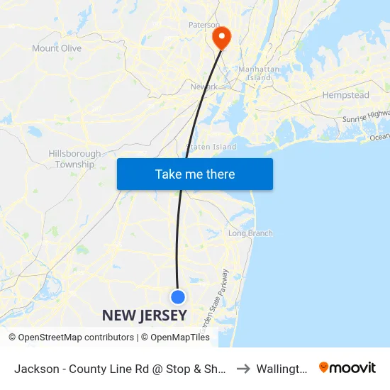 Jackson - County Line Rd @ Stop & Shop (Southbound) to Wallington, NJ map