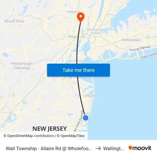 Wall Township - Allaire Rd @ Wholefoods (Northbound) to Wallington, NJ map