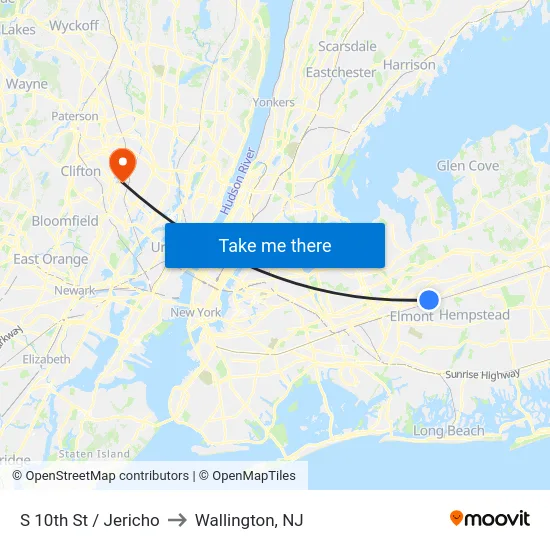 S 10th St / Jericho to Wallington, NJ map