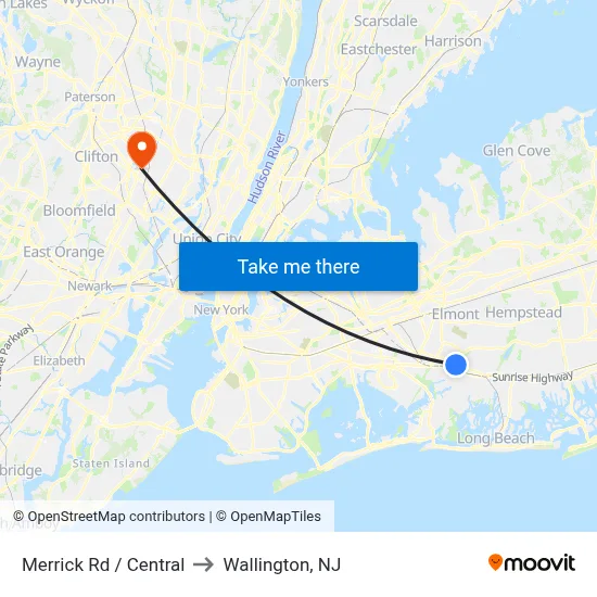 Merrick Rd / Central to Wallington, NJ map