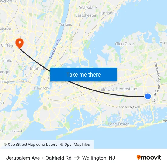 Jerusalem Ave + Oakfield Rd to Wallington, NJ map