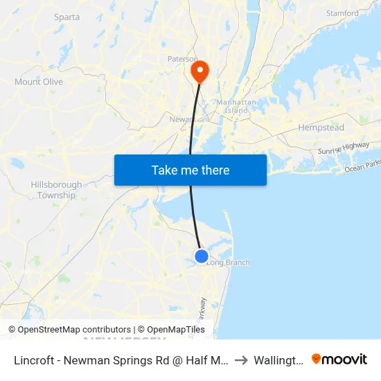Lincroft - Newman Springs Rd @ Half Mile Rd (Northbound) to Wallington, NJ map