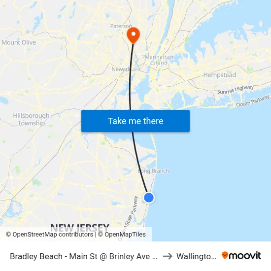 Bradley Beach - Main St @ Brinley Ave (Southbound) to Wallington, NJ map