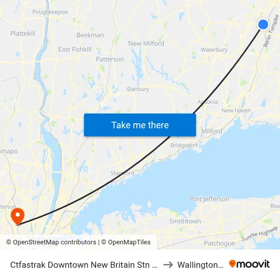 Ctfastrak Downtown New Britain Stn @ Bay B to Wallington, NJ map