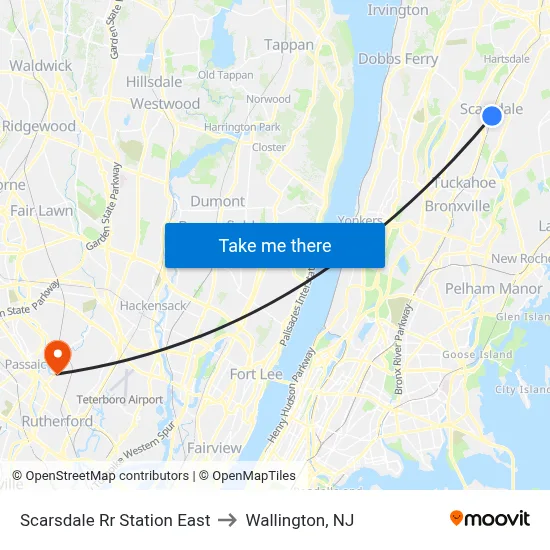 Scarsdale Rr Station East to Wallington, NJ map