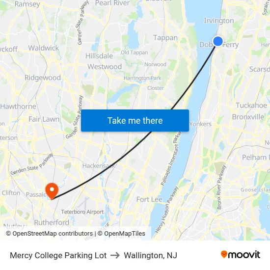 Mercy College Parking Lot to Wallington, NJ map