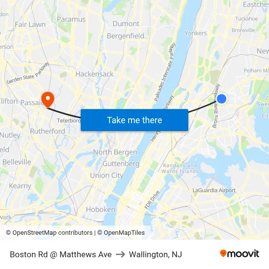 Boston Rd @ Matthews Ave to Wallington, NJ map