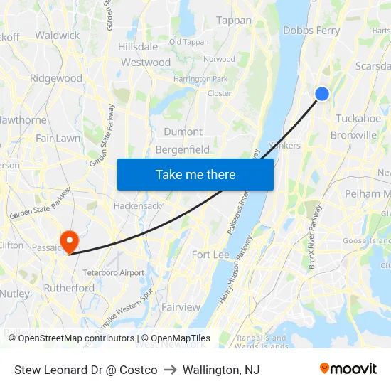 Stew Leonard Dr @ Costco to Wallington, NJ map