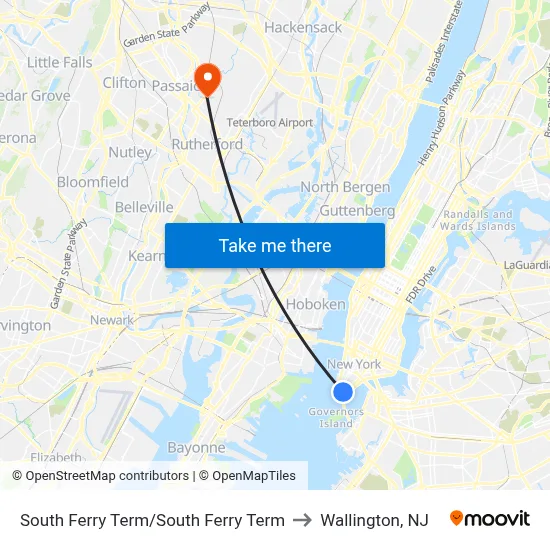 South Ferry Term/South Ferry Term to Wallington, NJ map