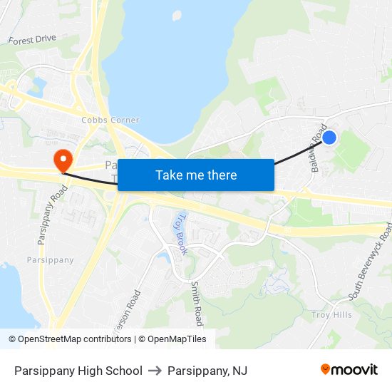 Parsippany High School to Parsippany, NJ map