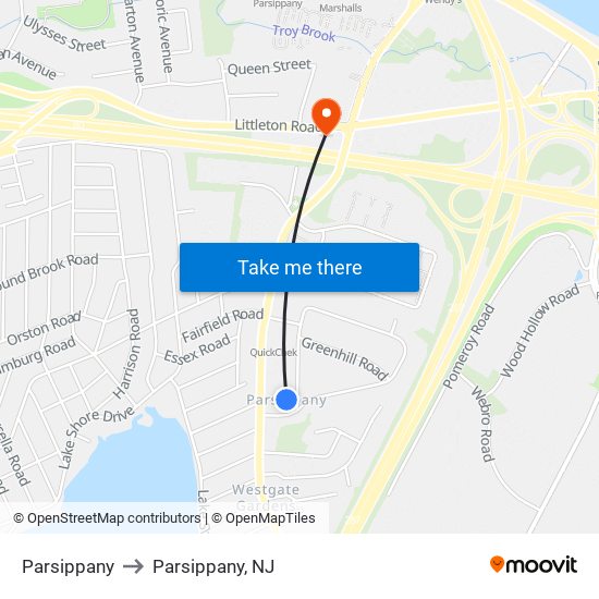 Parsippany to Parsippany, NJ map